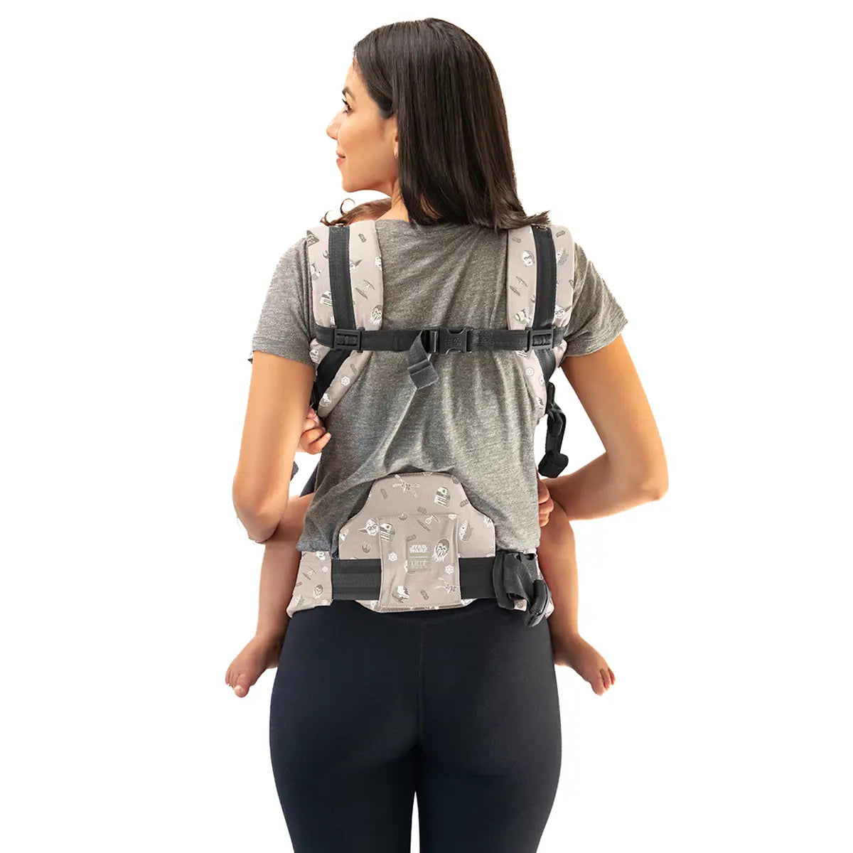 back image of mom wearing baby in Complete 6-in-1 All Seasons in Imperial Squadron