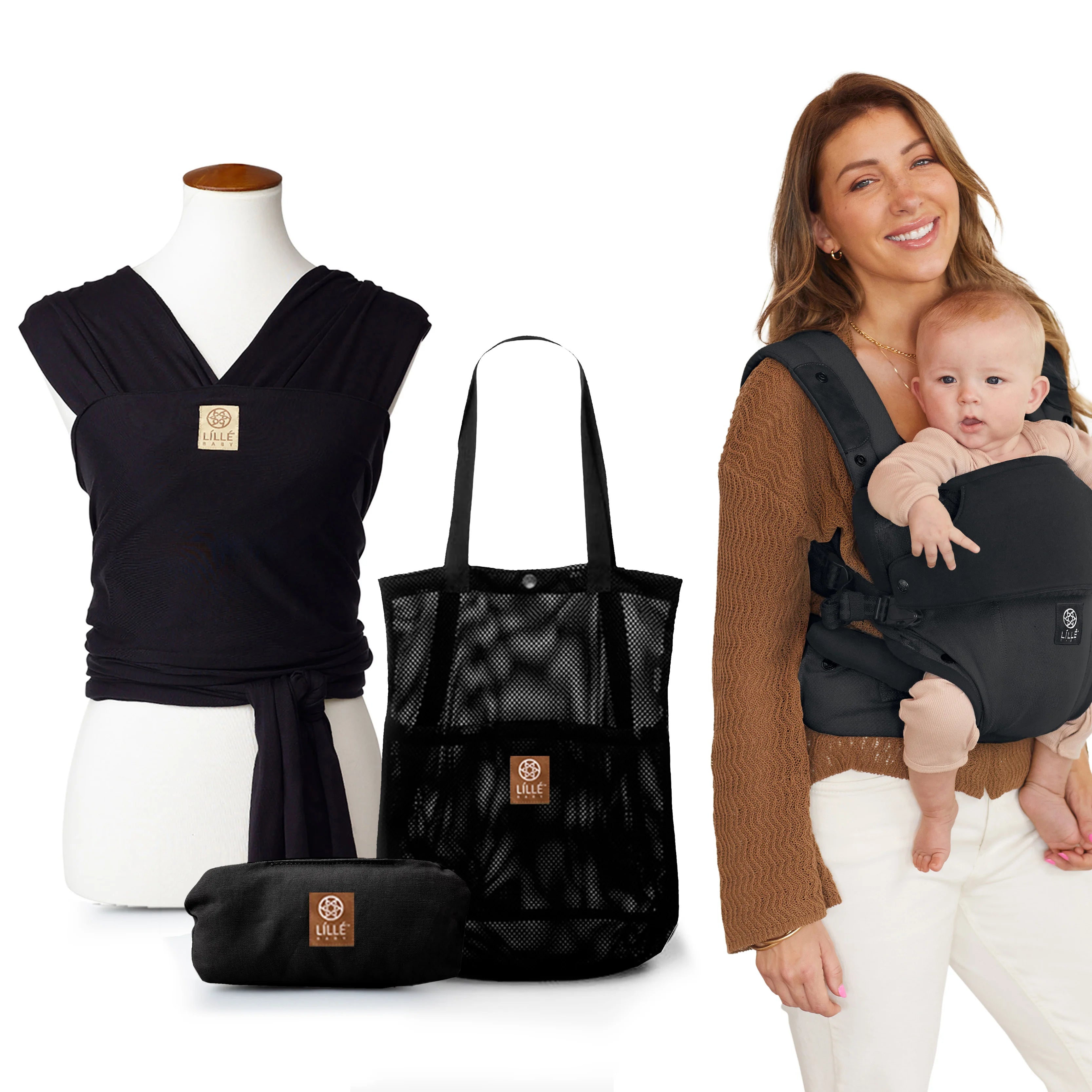 Newborn Baby Carrier & Wrap Bundle -  Basalt