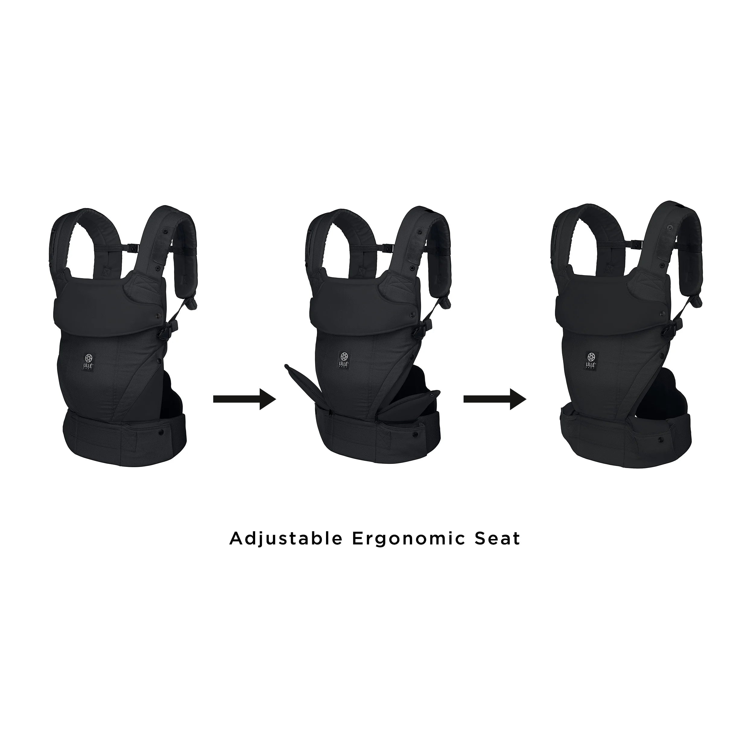 elevate baby carrier has an adjustable ergonomic seat