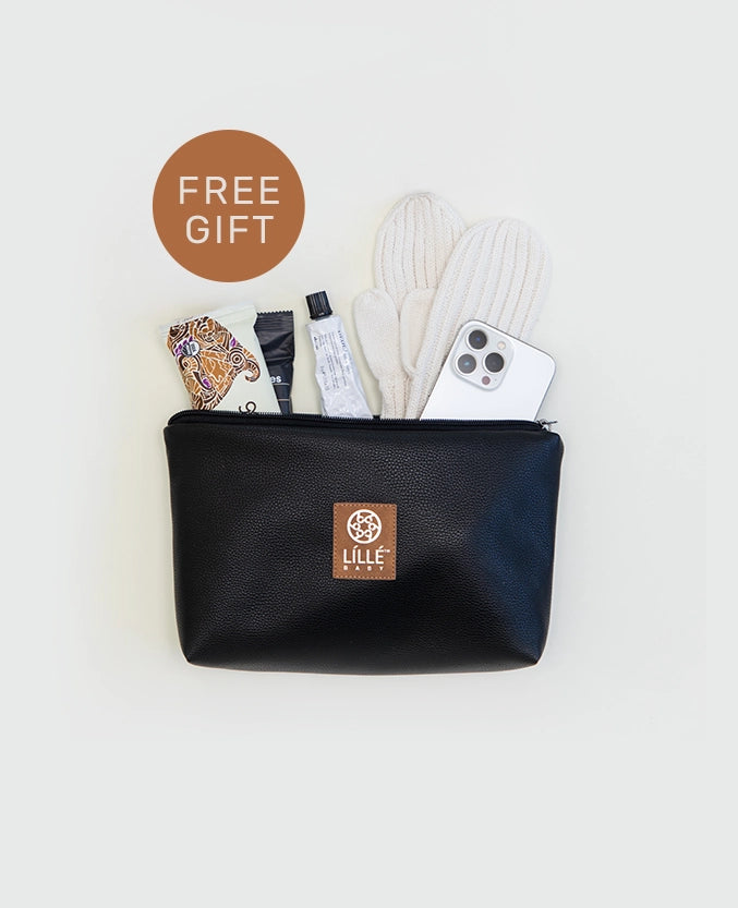 free gift! free perfect pouch in black leatherette on orders over $79. 